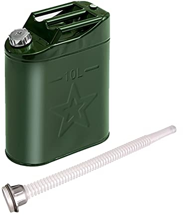 Ekakashop 10L Jerrican Essence Jerrican en Métal Jéservoir de Carburant Bidon Jerrican Eau Bidon d'huile Bidon Jerrycan Essence Bidons pour Carburants Jerrican Métallique pour Essence,Huile,Eau