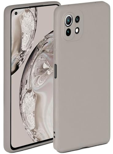 ONEFLOW Soft Case für Xiaomi Mi 11 Lite/11 Lite 5G Hülle aus Silikon mit Kameraschutz, Silikonhülle mit erhöhtem Schutz fürs Display, Backcover Schutzhülle, weiche Handyhülle, Taupe
