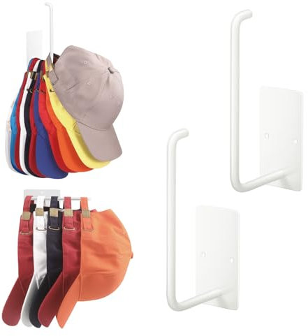 Letohoumia 2er Pack Cap Halterung Wand - Cap Halter Edelstahl Kappenhalter für Baseballcaps & Mützen (15cm) - Starke Klebe- oder Schraubmontage an Tür, Wand, Schrank - Organisiert bis zu 20 Hüte
