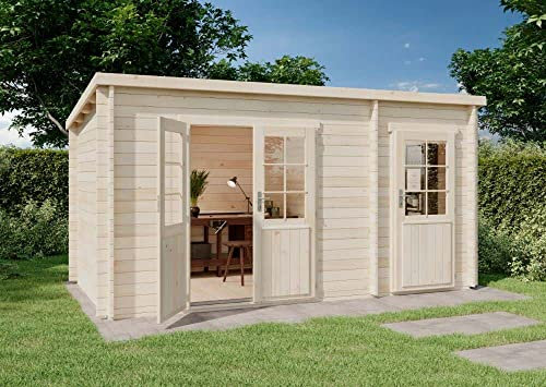 Alpholz Abri de jardin Maria avec montage en pente - Abri de jardin en bois - Avec paroi de 28 mm d'épaisseur - Certifié FSC - Avec matériel de montage - Maison en bois avec sol et couverture de toit
