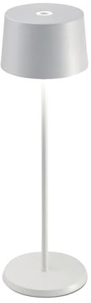 Zafferano, Olivia Pro Lampe, Tragbare und Wiederaufladbare Tischlampe mit Touch Control, Geeignet für Wohnzimmer und Außenbereich, Dimmer, 2200-3000 K, Höhe 35 cm, Farbe Weiß