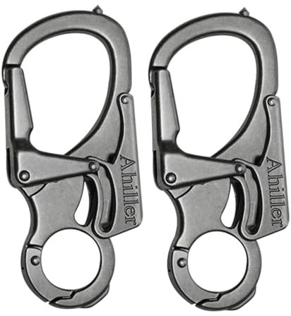 Ahiller Karabiner Schlüsselanhänger Karabinerhaken Clip, Doppelschloss entworfen - Wolfram Stahl Spike - 8cm Legierung Autos Schlüsselbund [Gunmetal-2P]