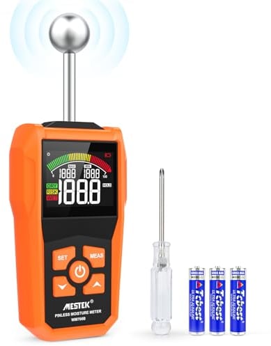 Misuratore Umidità MESTEK Indicatore di Umidità 20-40mm Rivelatore di Umidità Igrometro Professionale Senza Ago Digitale LCD Display Allarme per Legni, Parete, Pavimenti, Legno, Gesso, Muri