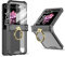 Jusy for Samsung Galaxy Z Flip 6/7 SE Case, 5G Clear Case with Hinge Protection, Built-in Back Screen Protector & Ring Kickstand, Full Body Rugged 4 Corner Airbags Shockproof Protective Cover, Black