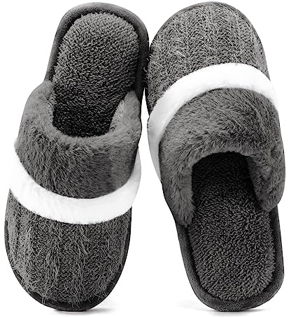 GOEWY Hausschuhe Damen Herren Winter - Flauschige Pantoffeln mit Memory Foam, Wärmende & Rutschfeste Hausschuhe für Kalte Tage Bequeme Elegantes-Slide als stylisches Geschenk
