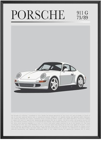 MJ-GRAPHICS® Poster Porsche 911 G Poster Klassisches Auto Bild Kunstdruck Auto Wohnzimmer Wandbild Oldtimer Sportwagen Retro Deko Geschenk Liebhaber Porsche Fans – A4 Ohne Rahmen