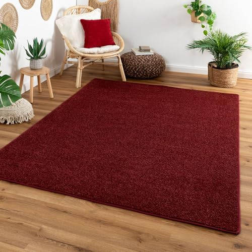 Steffensmeier Kurzflor Teppich Cambridge, Wohnzimmer, Schlafzimmer, in Burgund, Größe: 300x400 cm