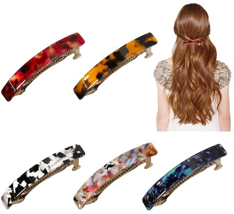 5 Stück Französische Haarspangen Automatischer Französische Haarspange Volumenclip French Barrette Clip Bunte Haarspangens Hair Clip für Mädchen und Frauen