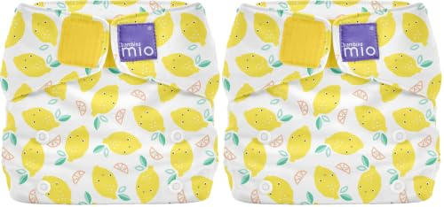 Bambino Mio, Miosolo Classic All-in-One Reusable Nappy, Eco Chemical Free Nappy (Lemon Drop, One Size) (Pack of 2)