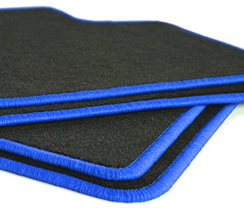 Auto Fußmatten Schwarz Nadelfilz Rand blau passend für Volvo S60 P24 2000-2009 4er Set rutschfest Robust Pflegeleicht Made in Germany