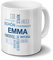 printplanet Tasse mit Namen Emma Positive Eigenschaften Tagcloud - Blau - Namenstasse, Kaffeebecher, Mug, Becher, Kaffeetasse