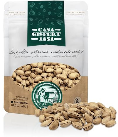 Casa Gispert - Pistacho - Sin Gluten, Vegano (500g, Tostado con Sal - Con Cáscara - Turco)