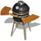 Festnight- Barbecue au Charbon de Bois en céramique 76 cm avec 2 étagères latérales Pliables en Bois