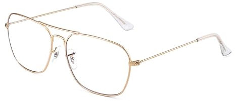 JM Flieger Blaues Licht blockiert Computer Brillen, Platz Augenschutz Video Eyeglasses Anti Blendung Damen Herren(Goldrahmen Klar Tempel Tipps)