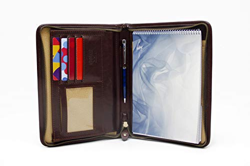 Handgefertigte dunkelbraune Ledermappe A5 - Dokumententasche A5 - Organizer Tasche - Konferenzmappe A5