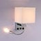 ALLOMN Applique de Chevet, Applique de Lecture à LED Applique Murale Moderne en Chrome Poli avec Projecteur Ajustable à col de Cygne, Interrupteurs Doubles, Avec Port USB pour Charger E27 (USB 1 PCS)
