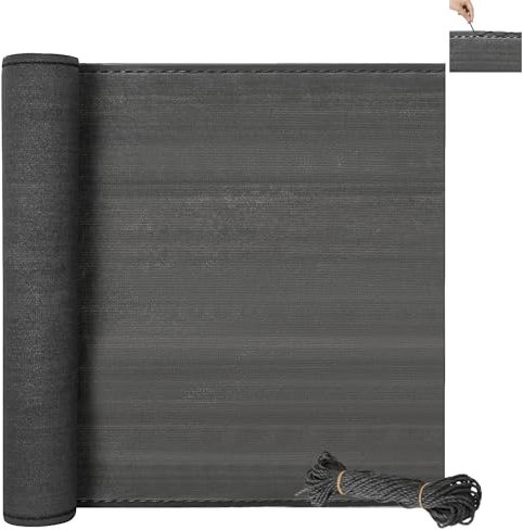 EUGAD Brise-Vue Renforcé en HDPE 1x6m avec Corde de 14m,Pare-Soleil Protection de la Vie privée du Balcon Protection Contre Le Vent la poussière Le Soleil Anthracite