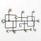 AI HUI Créatif Carré Porte Manteaux Fer Art Décoratif Porte-Manteaux Mural Noir Multifonction Crochet Mural Patères Stockage d'affichage Couloir Porte-Manteau Mural