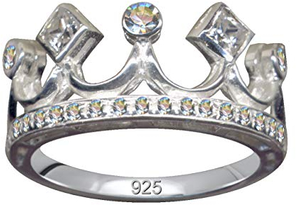 RING Krone/Echt Silber 925 mit Zirkonia/Art Deco Design/Steinfarbe: klar weiss/modern cool trendy hip/Online Shop Schmuck kaufen / 59048