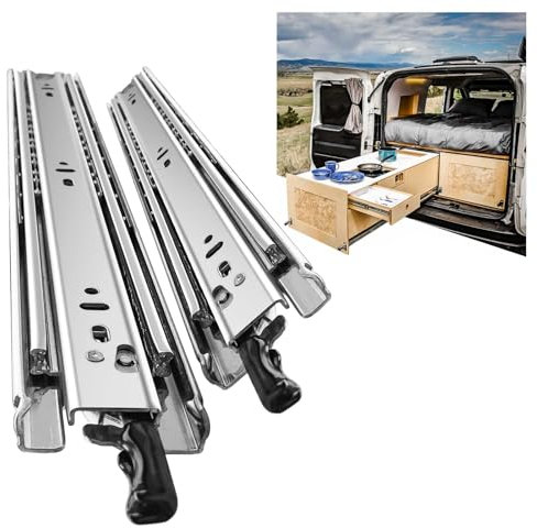 SHUHANG Glissière Tiroir Charge Lourde Avec Serrure 350mm Extension complète Coulisse Tiroir Capacité de Charge Jusqu'à 68 KG Roulement à Billes Rail Coulissant Montage Latéral 1 Paire