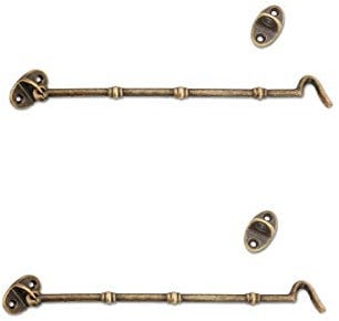 2 Pcs Door Lock Hooks, Retro Brass Cabin Hook Cabinet Box Hook, Hook and Eye Latch, 22.5cm Antique Bronze Door Window Gate Latch