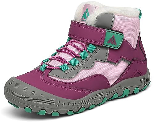 Mishansha Scarpe Bambina Invernali Stivaletti Ragazza Stivali Neve Ragazzi Caldo Impermeabile Outdoor Scarpe da Escursionismo Bambino Classico Viola, 29 EU