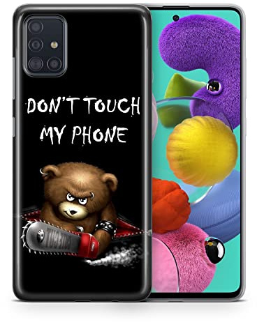 König Design Handyhülle kompatibel mit Samsung Galaxy S21 Silikon Case Hülle Sturzsichere Back-Cover Handyhülle Dont Touch My Phone Bär Schwarz