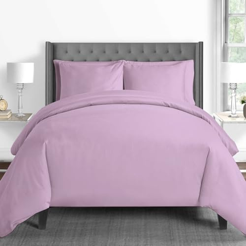 Pizuna 600 Fadenzahl aus Baumwolle Bettwäsche Neues Lila,100% Langstaple Baumwolle Bettbezug und Kissenbezug, 100% Baumwolle Mako Satin 2-Teilig Bettwäscheset 135x200 + 80x80 Neues Lila Mako Satin
