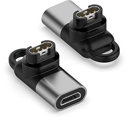 RuenTech Lot de 2 adaptateurs Micro USB vers mâle pour Garmin Fenix 7X 6 X 5 Instinct2 Venu sq 2s vivoactive 4s Forerunner 245 645 935 945