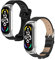 2-PCS Armbänder Für Xiaomi mi Band 7 Silikon + Leder Ersatzband Für Damen Herren Armband mit Kompatibel mit Xiaomi mi Band 7 (B)