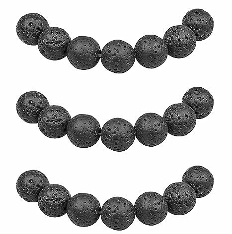 MJDCB Perlen zum Auffädeln 6mm 60 stück vulkanstein Schwarze Lava Halbedelsteine Perlen mit Loch Natürliche Lose Runde Steinperlen für Herstellung Schmuck Armbänder Halsketten