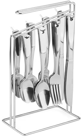 International Silver Piccadilly 24 Piece Stainless Steel Flatware Set with Wire Caddy, Service for 6