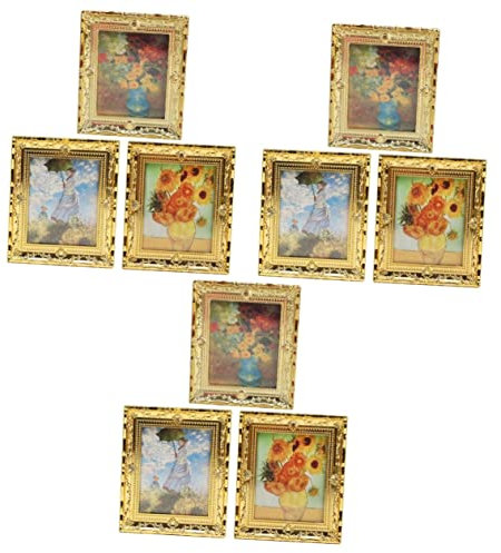 YARNOW 9 Stück Rahmendekor Ornament Öl Winziges Modellhaus Bild Möbel Dekoration Zuhause Für Simulation Feen Rahmen Layout Garten Miniatur Handwerk Dekorative Antike Puppenhaus Fee