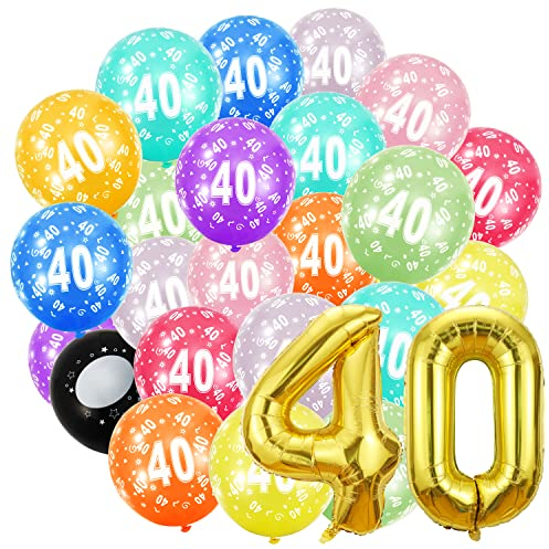 Geburtstag zahlen luftballon 40 und 20Pcs 30cm Luftballons- Folienballon in 40-101cm Geburtstagsdeko - Ballon Zahl Deko zum Geburtstag fliegt mit Helium für Männer Frauen 40.Geburtstagsparty