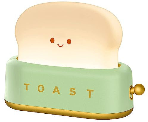 MeXYZ Cute Desk Decor Toaster Lamp, Rechargeable Kawaii Accessories Small Lamp LED Night Light