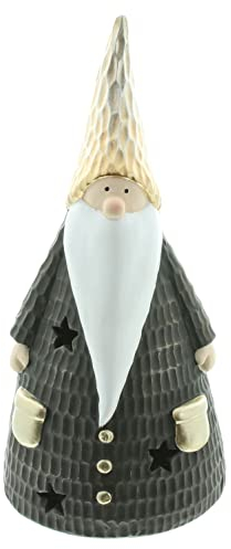 FRANK FLECHTWAREN Dekofigur, Wichtel, Weihnachtsmann LED-Figur Weihnachts-Wichtel, Polyresin, Höhe 28 cm, inkl. Batterien, nur für den Innenbereich geeignet