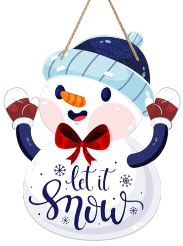 FLYAB Weihnachten Schneemann Türdekorationen Schilder für Zuhause Winter Let It Snow Türhänger Schneemann Weihnachtskranz Schild für Haustür Zuhause Veranda Winter Urlaub Weihnachtsdekorationen