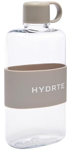 Hydrte Slim Water Bottle – 500ml Cute Clear Water Bottle - BPA-Free, Leak Proof, Small Reusable Plastic Water Bottles (Slate Grey)