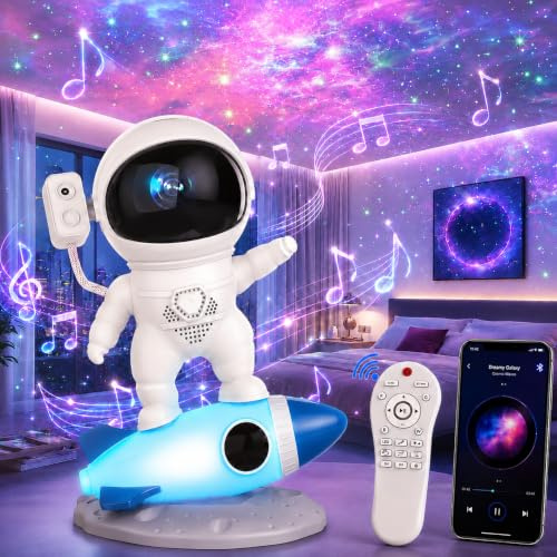 ITSHINY Astronaut Sternenhimmel Projektor, Galaxy Projektor Nachttischlampe | Nachtlicht mit 13Farben&15 Einschlafmusik, Bluetooth Fernbedienung, Zimmer Deko Schlafzimmer,Geburtstag für Kinder Erwachsene