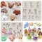 MYPRACS Lot De 3 Moules En Silicone En Forme D'animaux De La Forêt Chat Chien Écureuil Hérisson Hibou Oiseau Fondant Pour Décoration De Gâteaux Cupcakes Bonbons Chocolat Pâte À Gomme Argile Polymère