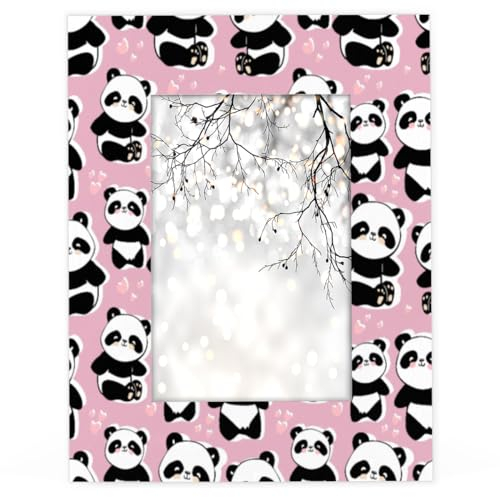 Bilderrahmen mit Panda-Muster, 10,2 x 15,2 cm, für 10,2 x 15,2 cm, niedliche Panda-Tiere, Holz-Bilder