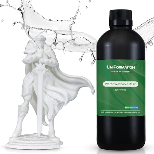 Uniformation Wasserwaschbares Kunstharz, 405 nm, UV-härtend, schnelles Harz für 3D-Drucker, leicht zu reinigen und auszuhärten, (X60 Weiß, 1000 g)