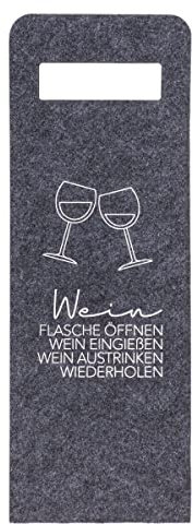 Marabella Wein Flaschentüten aus grauem Filz mit Spruch Geschenktüte mit Tragegriff, Geschenktüten:Wein Anleitung
