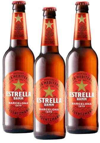 Bier 24 Flaschen Estrellla Damm 0,33l aus Spanien mit original Bierdeckel Haus Berlin