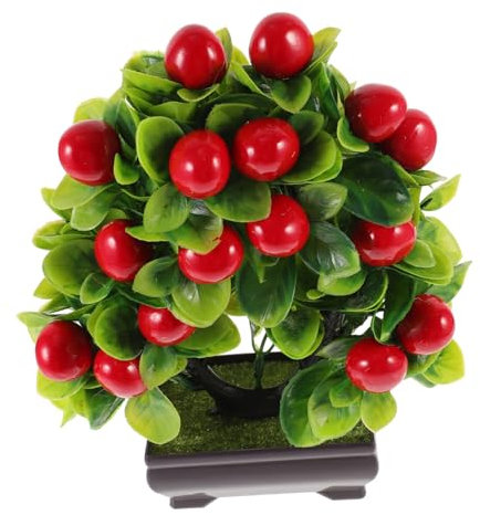 PRETYZOOM Zimmerpflanzen künstliche Pflanzenornamente Kirschbaum aus Kunststoff Obst gefälschte Pflanze Blumen zur Dekoration Kunstblumen im Topf Kirschen Kleiner Bonsai Plastikbaum Anlage
