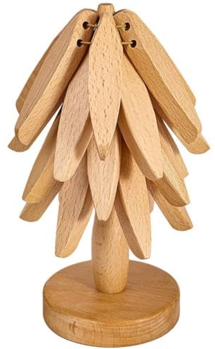 Wooden Tree Shape Trivets for Hot Dishes & Pans - Coaster Mat Pot Placemats for Kitchen Accessories