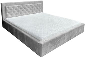 Meble Ares Boxspringbett 160x200 - Komfortabel Polsterbett mit Bettzeugbehälter - Stilvolles Bett mit gepolstertem Kopfteil Crystal - Elegante Schlafzimmermöbel - Samt Grau