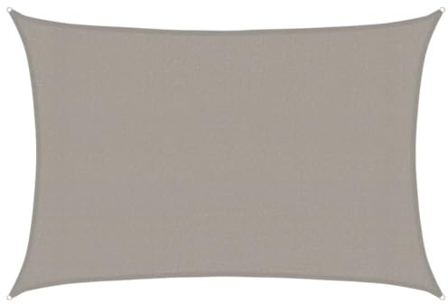 vidaXL Toldo de Vela Rectangular HDPE Gris Claro 160 g/m² 3x4 m, Vela de Sombra de Sol, Vela de Sombra, toldo de Patio, Vela de Sombra Solar