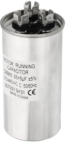 PATIKIL 25/5uF 25+5MFD 370-440V AC Kondensator 1Stück CBB65 Motorstartkondensator Doppelter Runder Betriebskondensator Für Klimaanlage Oder Wärmepumpen-Kondensator Direktkühlung