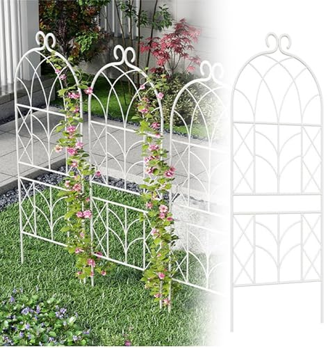 YAVYAV Traliccio da Parete da Giardino in Metallo in Ferro Battuto, Supporto per Piante Rampicanti, 150 X 51 Cm/200 X 51 Cm, Design Classico, per Giardini, Serra, Cortile(White,200 x 51cm)